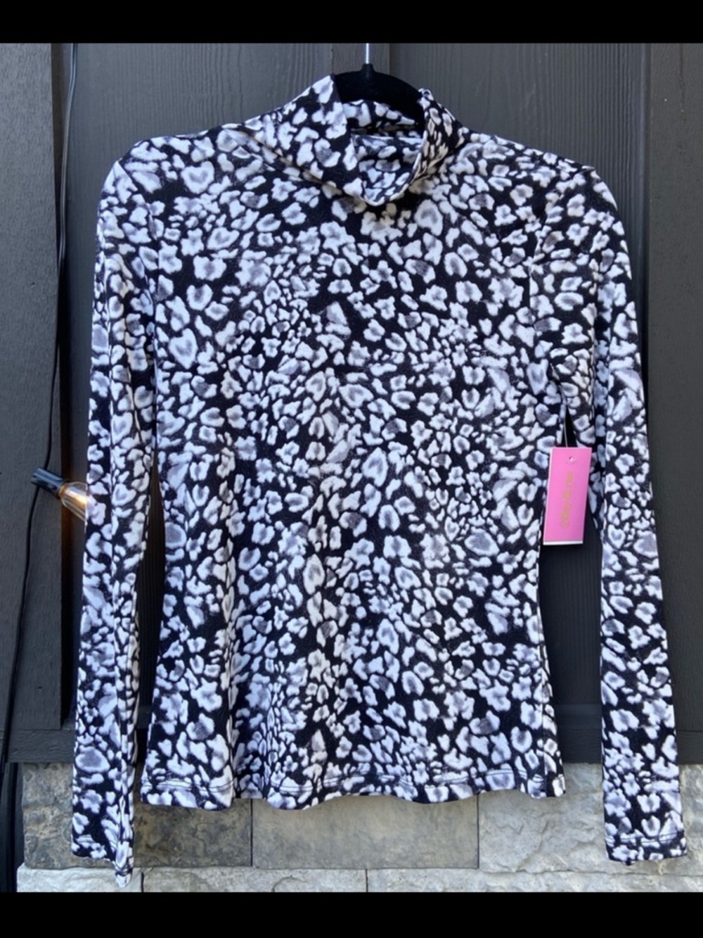 Riley & Rae Black and White Animal Print Long Sleeve Top